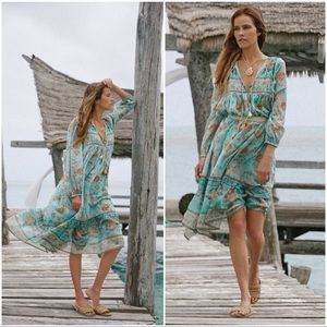 Spell & The Gypsy Collective Seashell Boho Midi Dress in Seafoam Size Small